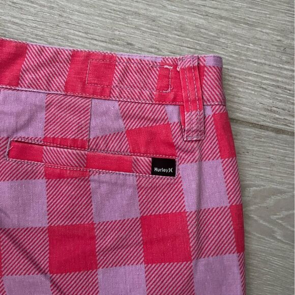 Hurley Plaid Purple / Red Chino Shorts size 9 - Picture 7 of 7